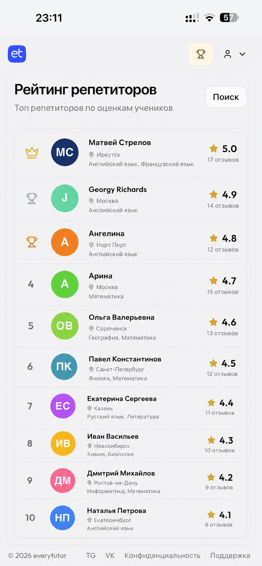 everytutor mobile rating